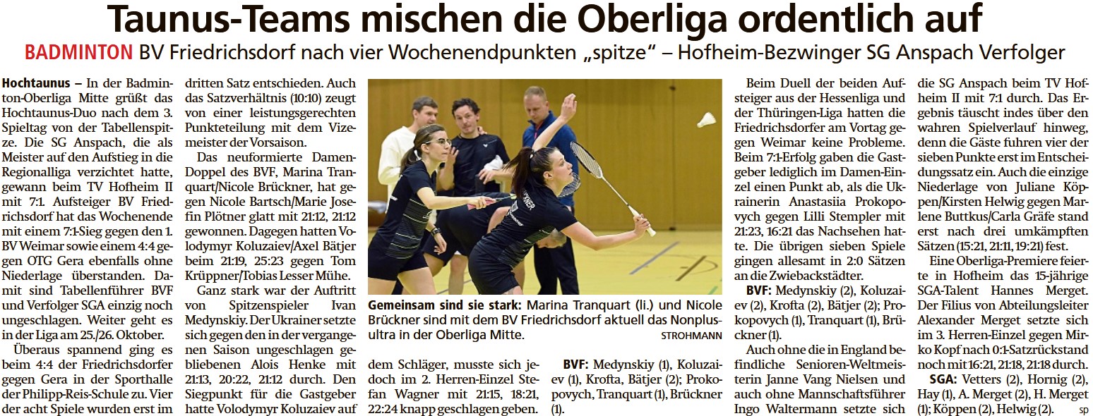 Taunus-Teams mischen die Oberliga ordentlich auf